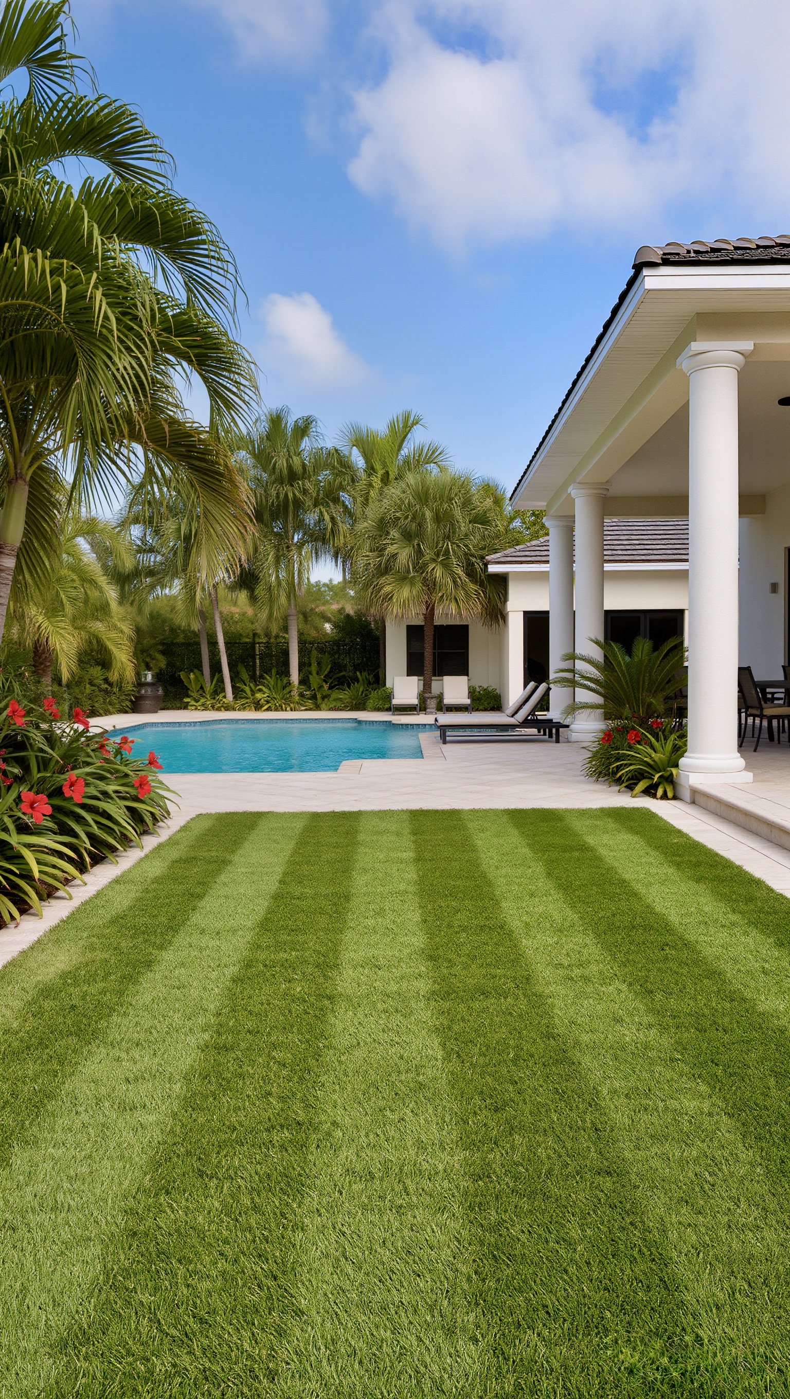 Artificial turf installation at luxury Palm Beach property